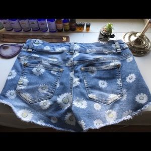 Floral jean shorts